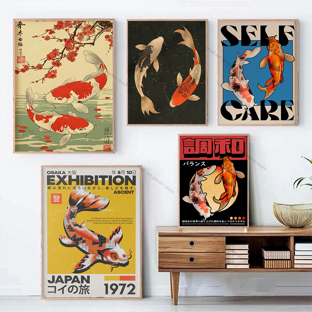 Japanese Zen Lifestyle - Koi Fish Print Japanese Koi Vintage