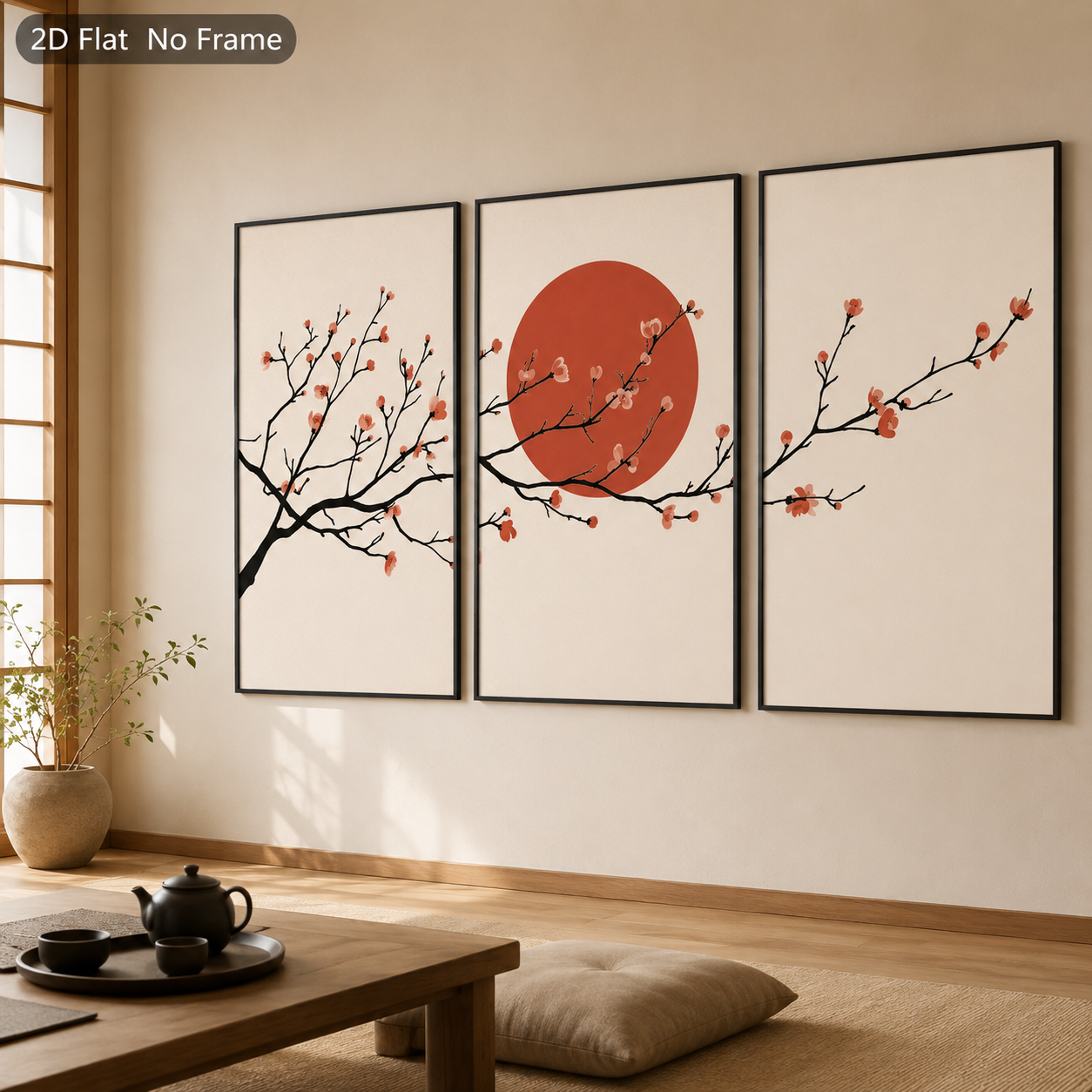Japanese Zen Lifestyle - 3PCS Sunset Light Pink Plum Blossom
