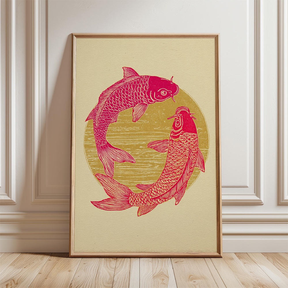 Gold Fish Poster Japanese Koi  – Japanese Zen Lifestyle recenzja i cena
