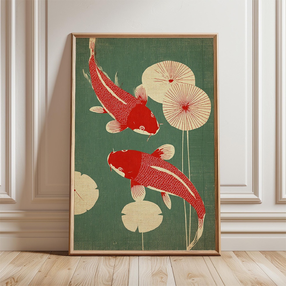 Gold Fish Poster Japanese Koi  – Japanese Zen Lifestyle recenzja i cena