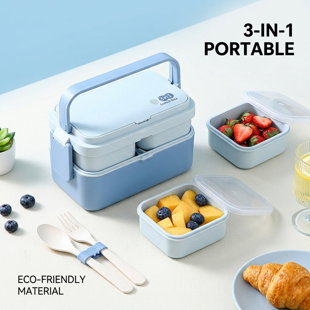 Picnic Lunch Box Bamboo Fiber  – Bento Box Two Tier recenzja i cena