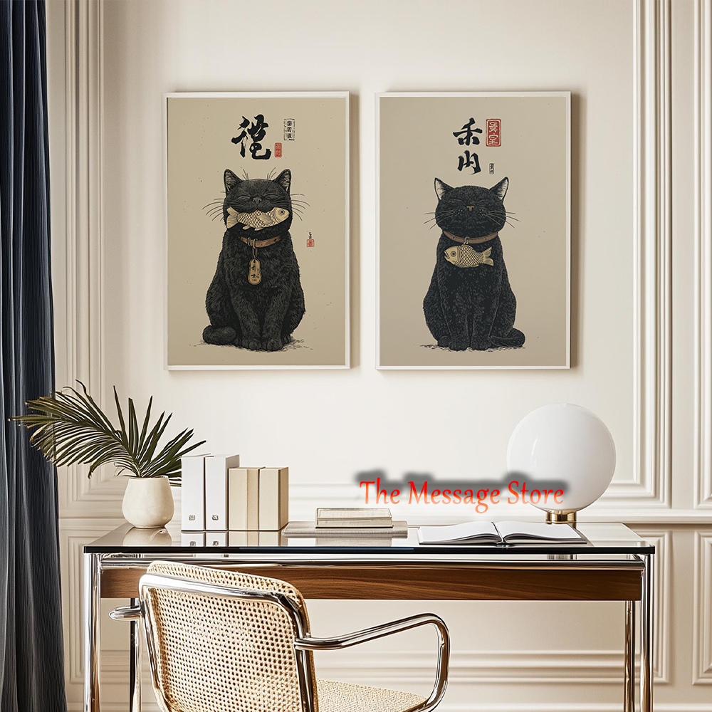 Black Lucky Cat Ukiyo-e Japane – Japanese Lifestyle And Traditions recenzja i cena