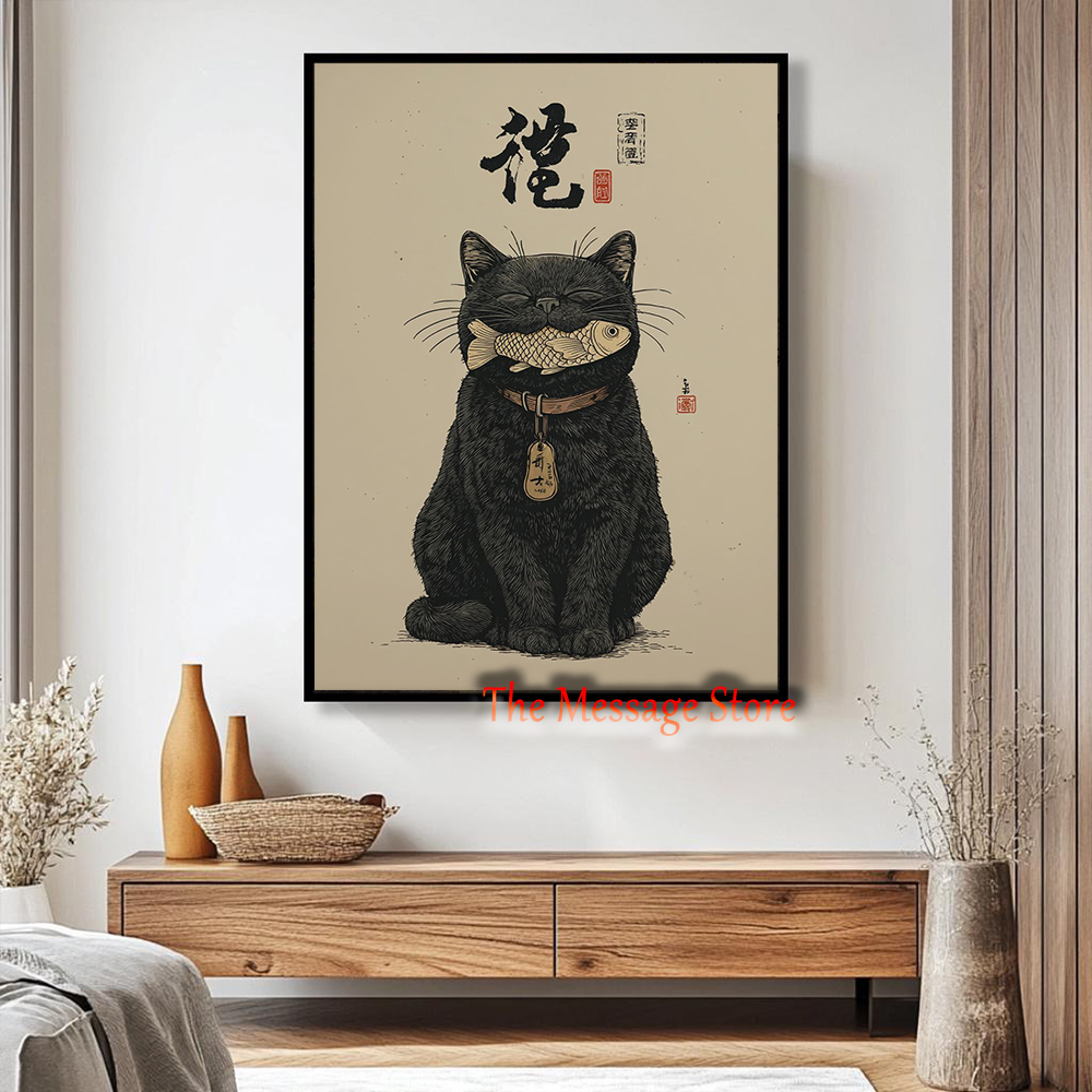 Black Lucky Cat Ukiyo-e Japane – Japanese Lifestyle And Traditions recenzja i cena