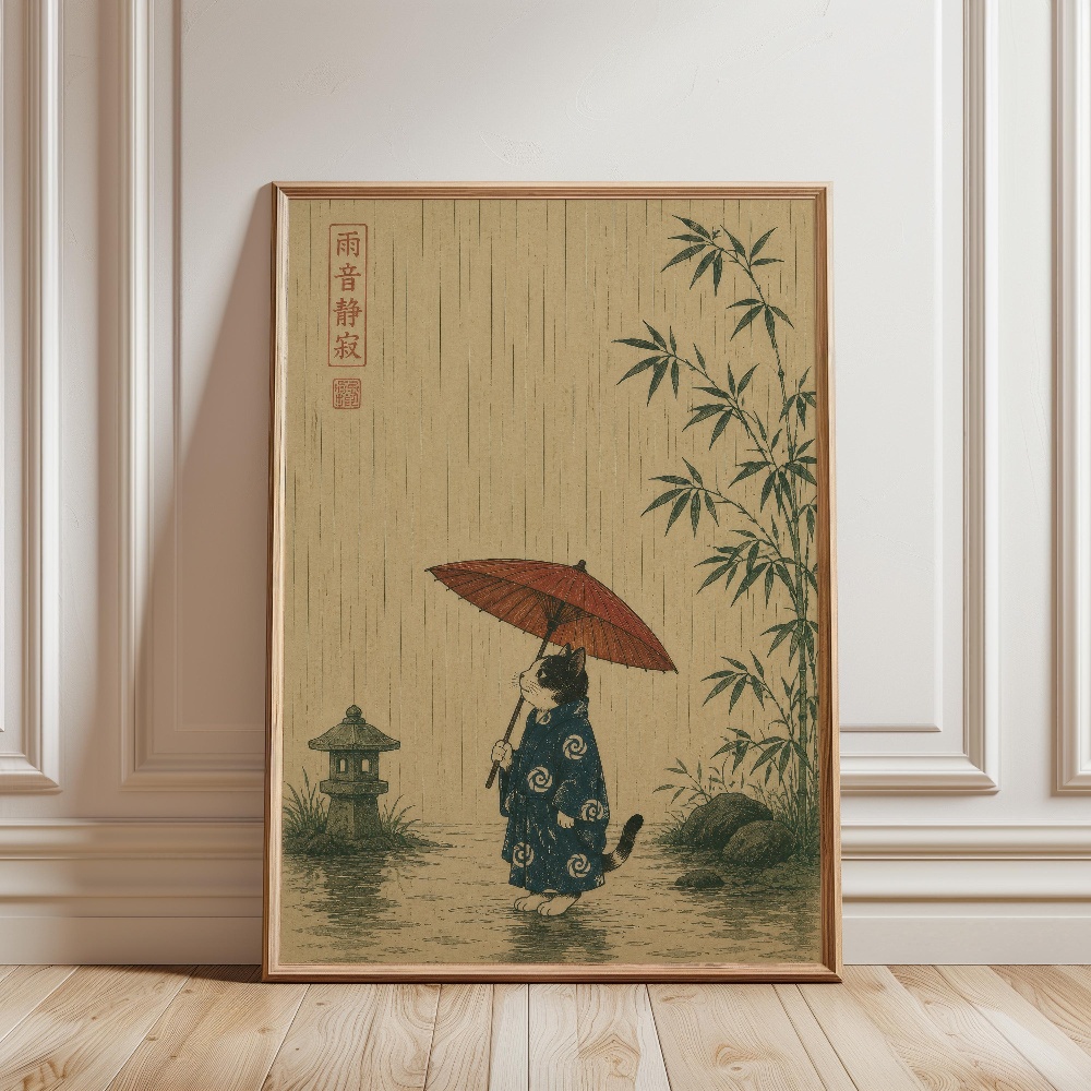 Black Cat Eating Ramen Rainy G – Japanese Eating Lifestyle recenzja i cena