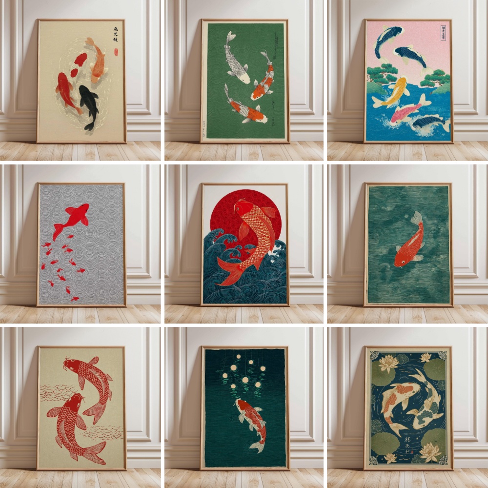 Japanese Koi Fish Poster Gold  – Japanese Zen Lifestyle recenzja i cena