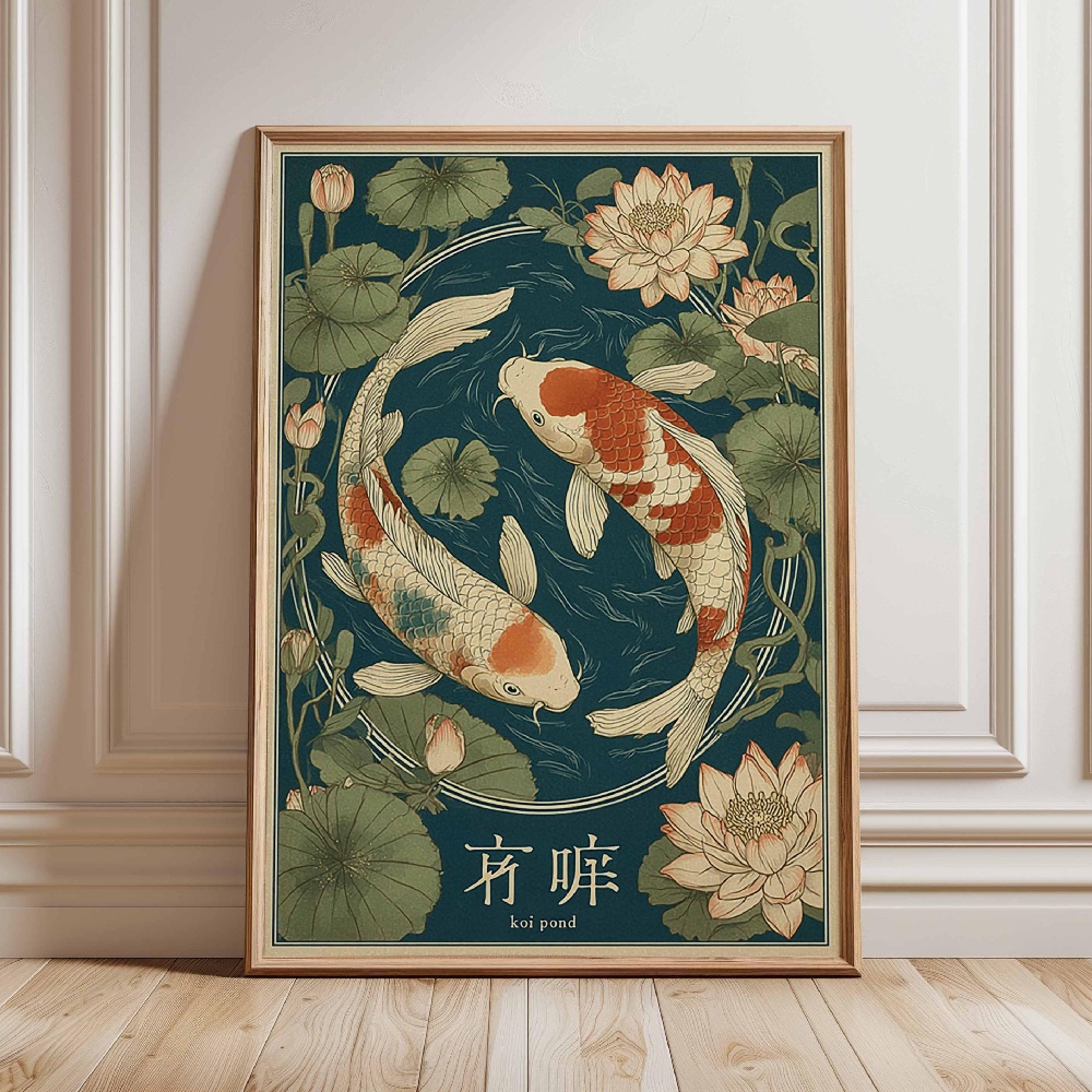 Japanese Koi Fish Poster Gold  – Japanese Zen Lifestyle recenzja i cena