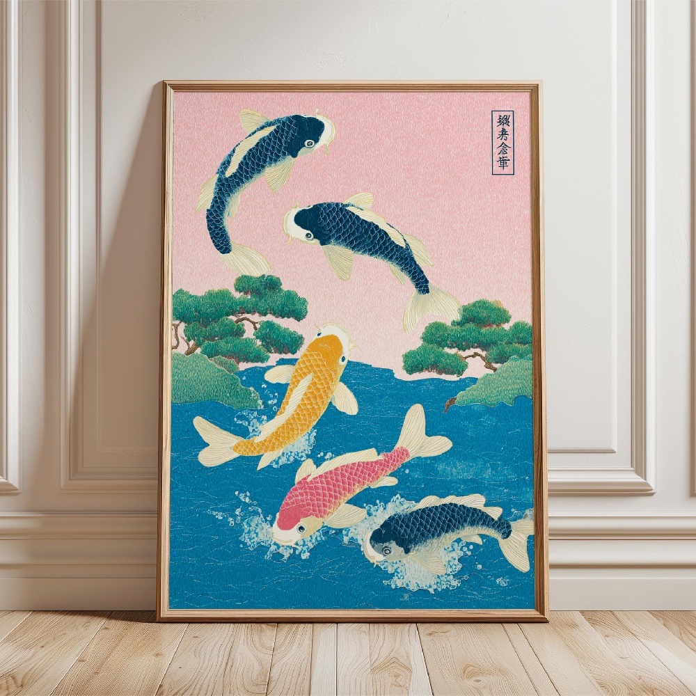 Japanese Koi Fish Poster Gold  – Japanese Zen Lifestyle recenzja i cena