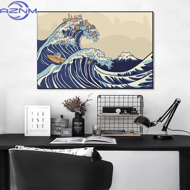 AZNM Canvas Painting Big Wavy  – Japanese Lifestyle And Traditions recenzja i cena